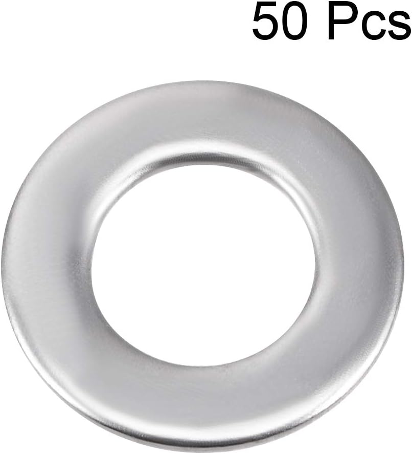 sourcing map 50Pcs 6mm x 12mm x 0.8mm 304 Stainless Steel Flat Washer for Screw Bolt, Silver, 6mmx12mmx0.8mm - Image 3