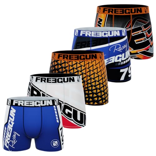 FREEGUN Pack Surprise Boxer Homme, Calecon Modèle Aléatoire, Confortable et Agréable (Lot de 5), Noir Taille 3XL