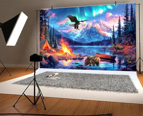 Fondo fotográfico azul 7x5ft para camping y aventura miniatura 2