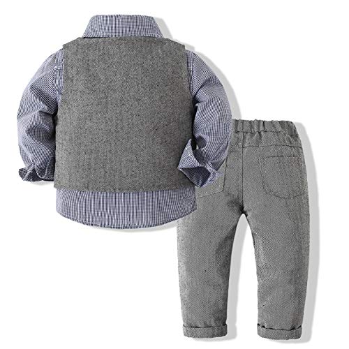 Baby Boy Gentleman Set with Dress Shirt+Bow Tie+Vest and Pants 3PC Set2