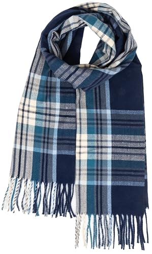 INOGIH Winter Classic Scottish-Tartan-Buffalo-Plaid-Scarf Christmas Soft-Warm-Cashmere Shawl-Wrap with Fringes for Women Men