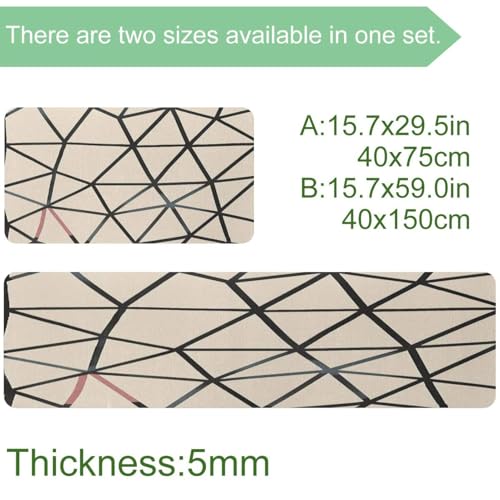 Alfombrillas de cocina antideslizantes VAPOKF con patrón triangular lavable 4