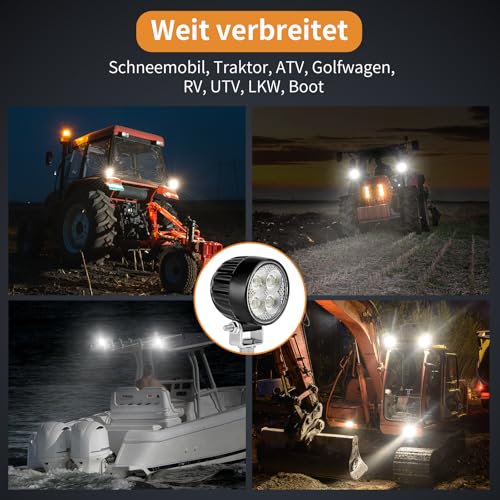 LED Arbeitsscheinwerfer 12v 24v,1600 Lumen Nahfeldausleuchtung, LED Scheinwerfer 12 volt Traktor ATV LKW, Zusatzscheinwerfer Auto,15W 2er Packung