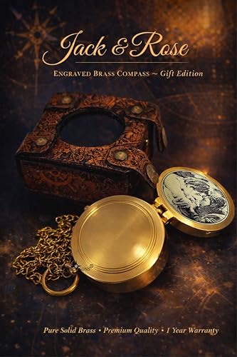 Brújula de latón grabada Titanic con cadena y estuche miniatura 4