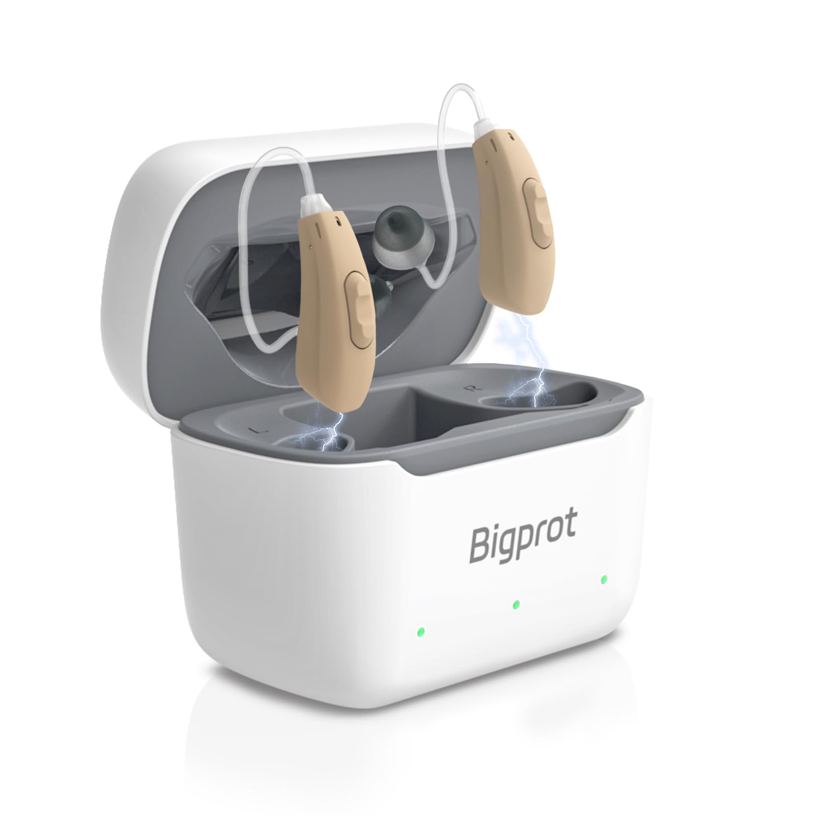 OTC Hearing Aids for Seniors, Superior Sound Quality, Comfort & Invisible design, AI Noise Cancellation, 120+ Hours of Charging Case Usage, 3 Smart Scene Modes（white）