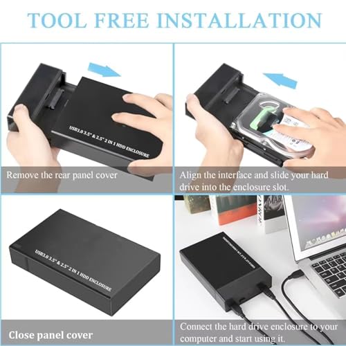 Image of External Hard Drive Casing 2 in 1 3.0 CASING, 3.5 Inch Hard Drive Enclosure USB 3.0 External Hard Drive Docking Station for Hard Drives SSD 15TB Storage Capacity HDD Enclosure.