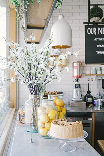 Kainonnan 4Pcs Artificial Cherry Blossom Flowers 43 Inch Long Stem Cherry Blossom Decor Fake Flower For Home Wedding Outdoor Decoration (White) #TOP4