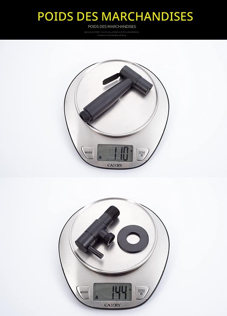 [LOSCHEN] Pulvérisateur de toilettes pour bidet et de toilettes en acier inoxydable, Kit de pulvérisateur de bidet, pulvérisateur de robinetterie Pulvérisateur de WC Shattaf (noir)