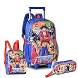 Kit Mochila Rodinha 16, Lancheira e Estojo Duplo One Piece - Clio Style