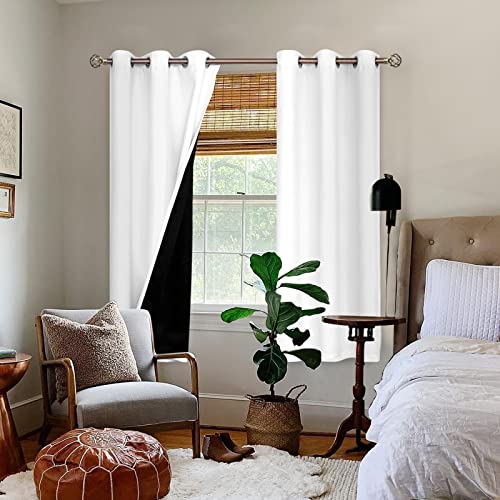 Bgment 2LD4WHITE4263 Thermal Insulated 100% Blackout Curtains For Bedroom With Black Liner, Double Layer Full Room Darkening Noise Reducing Grommet Curtain thumb #1