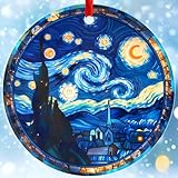 Vincent Van Gogh Starry Night Ornament 2025, Think Celestial Suncatcher Acrylic Decorations, Noche Estrellada Famous Painting, Watercolor Fine Art New Year Gifts for Women, Ornament