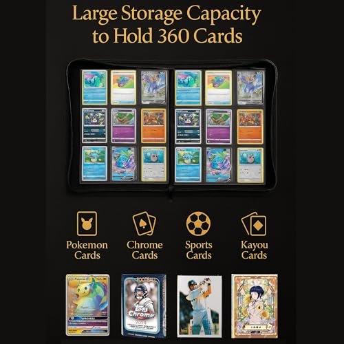 Image of Premium Trading Card Zipper Binder 360 Card Capacity 9 Pocket Pu material For Trading Cards, Sports Cards, TCG Cards (Denim blue)