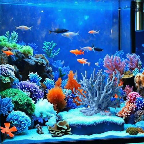 Image of Blue Aquarium Coral Fish Tank Decorations Aquarium Landscape | Realistic coral aquarium decoration, 5.9 inch x 4.7 inch , suitable for fish, works for freshwater /saltwater tanks, easy to clean