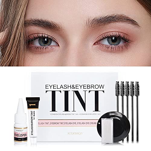 Lash & Brow Color Kit, Professional Semi-Permanent Eyelash & Eyebrow 2-IN-1 Color Kit Long Lasting for 8 Weeks, Suitable for Salon & Home Use (Black)