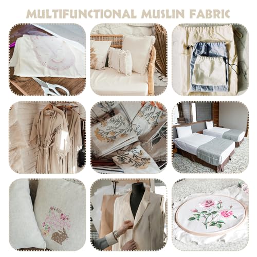 Voizvony MF001 Cotton Fabric: 63 Inch X 2 Yards Unbleached Muslin Linen Fabric Perfect thumb #5