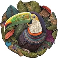 Mys Aurora Wooden Puzzles, Mandala Parrot 200 Piece Jigsaw Puzzles, Unique Animal Shape Puzzle Wooden Jigsaw Puzzles for Adults and Kids, Family Game and Home Decor,28.4x28.4cm