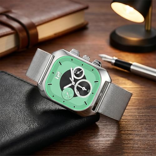 Image of Shocknshop Analog Square Dial Mesh Stainless Steel Strap Watch for Men and Boys -WCH186