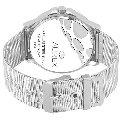 Image of AUREX Smartwatch Men's Watch (Black Dial Silver Colored Strap)