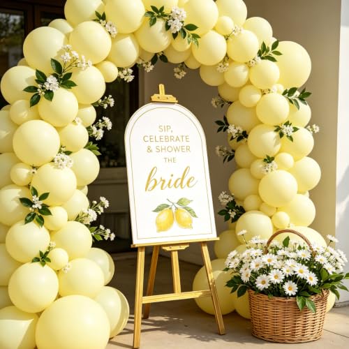 Image of 108Pcs Double Stuffed Light Yellow Balloon Garland Arch Kit