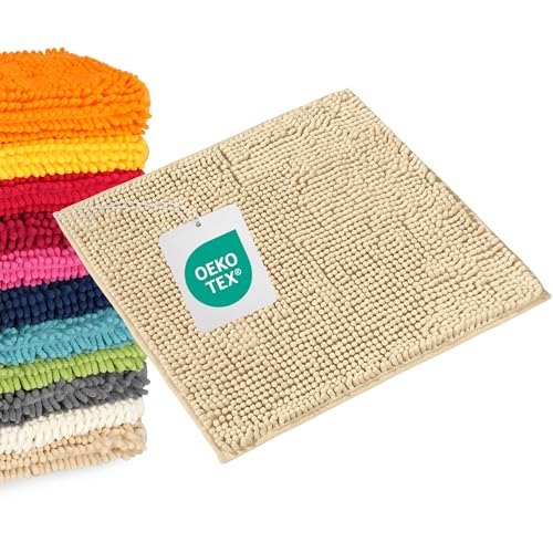 WohnDirect Tappeto bagno antiscivolo, microfibra a pelo lungo, 45x45 cm,