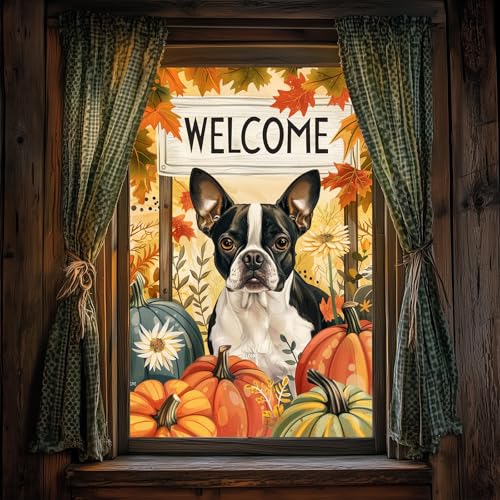 Vinilo Decorativo Otoño Boston Terrier 31x47 pulg miniatura 6