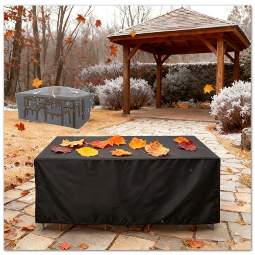 XDPBLM Funda para Muebles de Jardín -r 100x80x74cm/LxWxH Negra - Impermeable 420D Oxford, Protección Anti-UV y Resistente al Viento, Cubierta para Mesa y Sillas de Patio, Terraza y Exterior