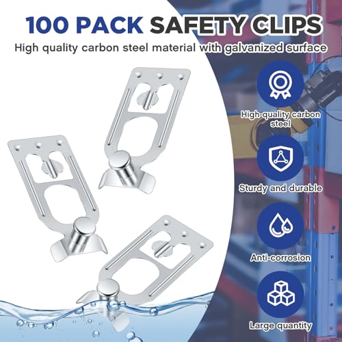 Image of Zonon 200 Pcs Teardrop Pallet Rack Safety Clip Warehouse Storage Pallet Racking Beam Safety Clip Safety Steel Pallet Rack Clip Connector Cross Beam Locker for Shelf Garage