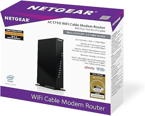 Miniatura 6 de Modem router con cable, de Netgear, Nighthawk AC1900 (24 x 8) DOCSIS 3.0, ideal para Xfinity Internet y Voice (C7100V), Negro