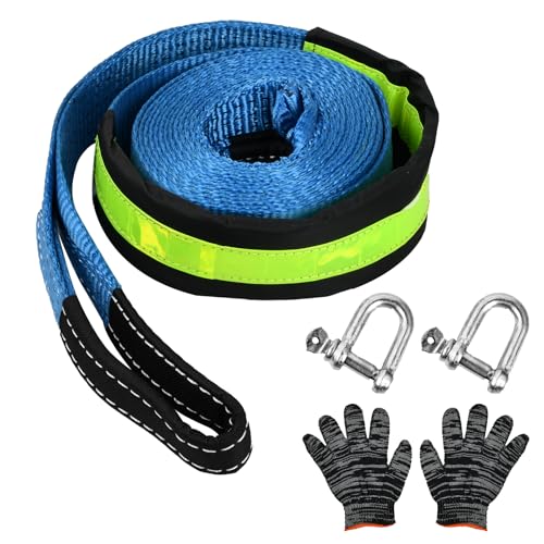Cuerda de remolque 10T con grilletes reforzados y guantes de protección