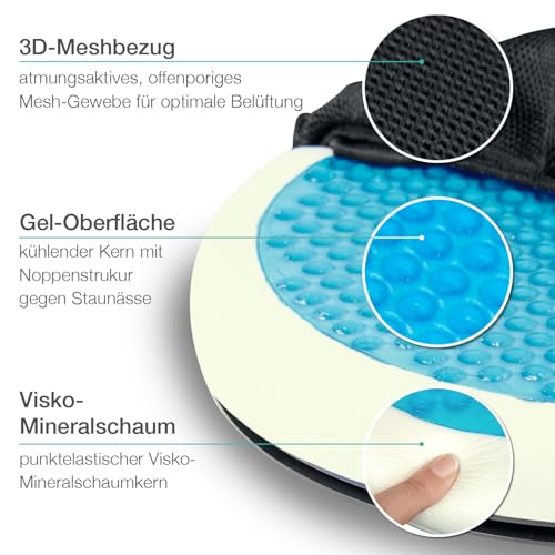 ELONEO Drehkissen mit Gel für Autositz, Drehsitz für Senioren, Einstiegshilfe/Ausstiegshilfe, rutschfest, Belastbar bis 150 Kg, Für Auto, Sofa, Sessel, Stuhl (Ø 40, 1 STK.)