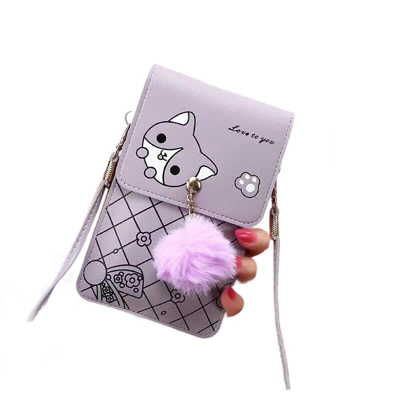 Phone Crossbody Bags for Women Small Mini PU Shoulder Wallet Card Quilted Purse Cute Patterned Trendy Phone Bag Plush Decor4
