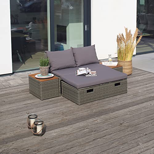 Green Spirit - Multifunktions Garten-Sofa Casitas - Grau, Polyrattan, für 2 Personen, Platzsparend, Wetterfest… – Bild 5