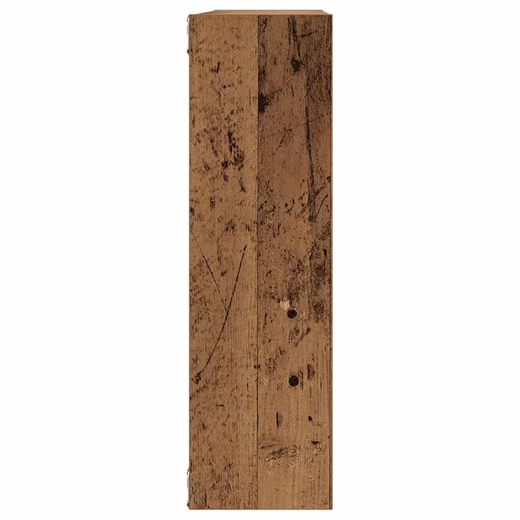 Wandregal aus Akazienholz 75 x 16 x 55 cm in Altholz-Optik mit Stauraum für Bücher Deko und Pflanzen für Wohnzimmer Büro und Badezimmer
