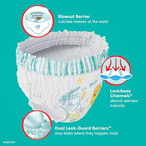 Pampers Pull On Cruisers 360° Fit Disposable Baby Diapers Size 6, 2 Months Supply (2 x 104 Count) with Sensitive Water Based Baby Wipes 12X Multi Pack Pop-Top and Refill (1008 Count) - image 7