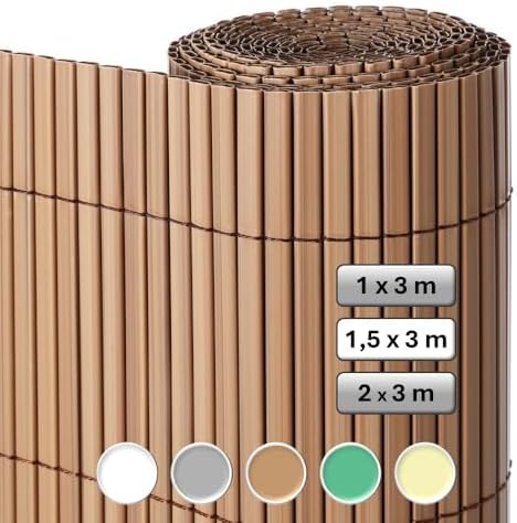 Cañizo PVC de Doble Cara Marrón 3x1,5 Metros | Resistente 1.200 g...