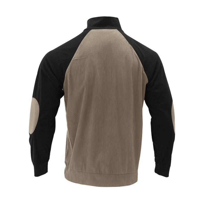 Mens Henley Long Sleeve Pullover 1/4 Stand Collar Button Pullover Sweatshirts Western Corduroy Sweatshirts S-5XL2
