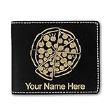 Faux Leather Wallet, Pizza, Personalized Engraving Included (Black)