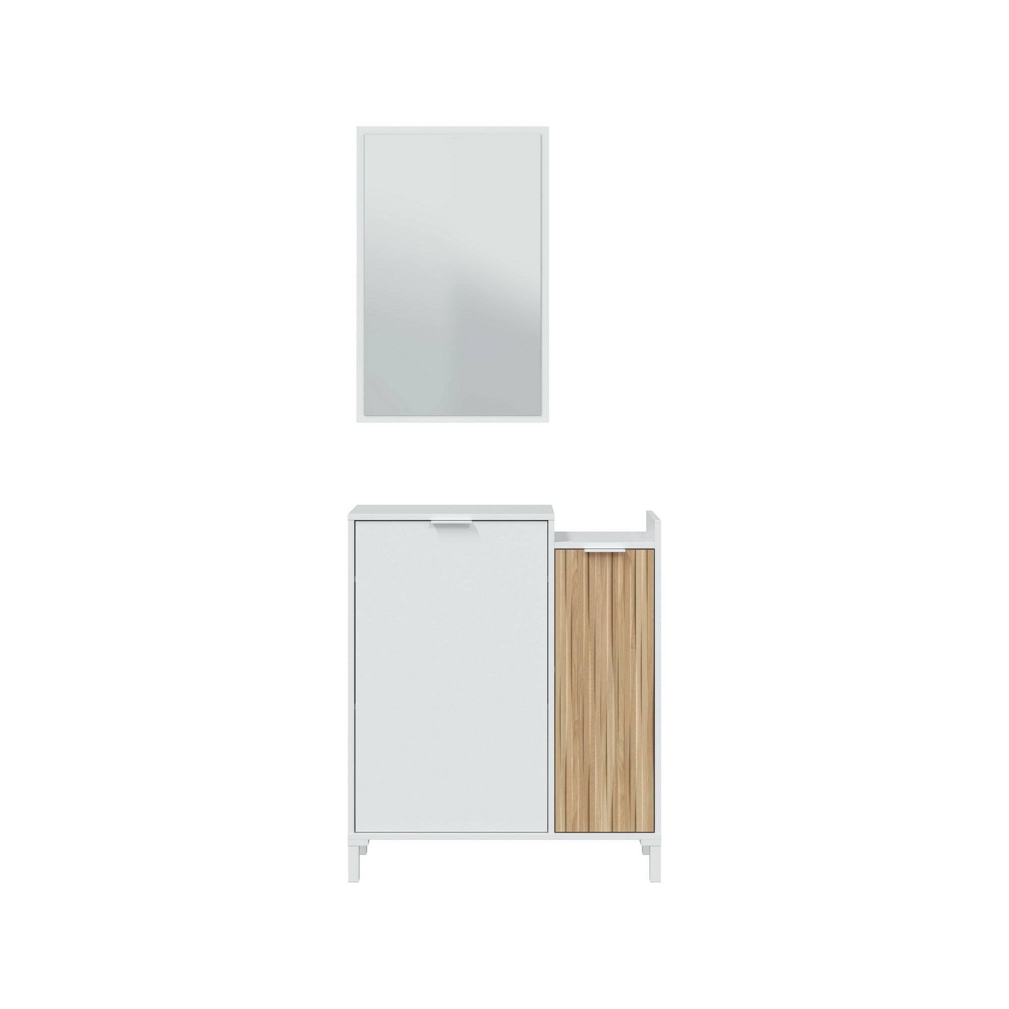 Dmora Mobile da Ingresso Williamsport 24x77x91h cm Bianco Specchio Incluso 3 Ripiani, Modulabile