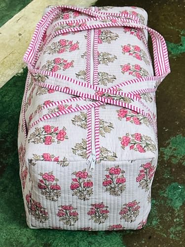 Vintage Cotton Overnight Bag, Print Floral Quilted Shoulder Travel Bag, Boho Beach DuffleBag, Custom Weekender Bag, Groomsmen Gift, Tote Bag (24x12x12")2