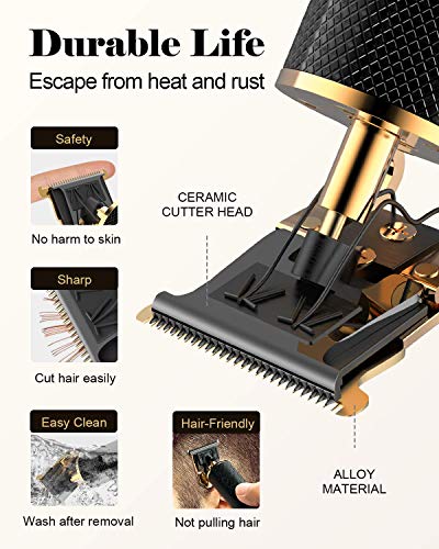 OriHea Electric Pro Li Outliner, T-Blade Trimmer Hair Clippers for Men, USB Cordless, Zero Gapped Detail Beard Shaver Barber Salon Grooming Cutting Kit, Waterproof Titanium & Ceramic Blades - Black - Thumbnail 7