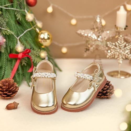 Image of PHIRAMIN Toddler Girl Mary Jane Student Oxford Shoes-Little Girl School Uniform Shoes for Wedding Party