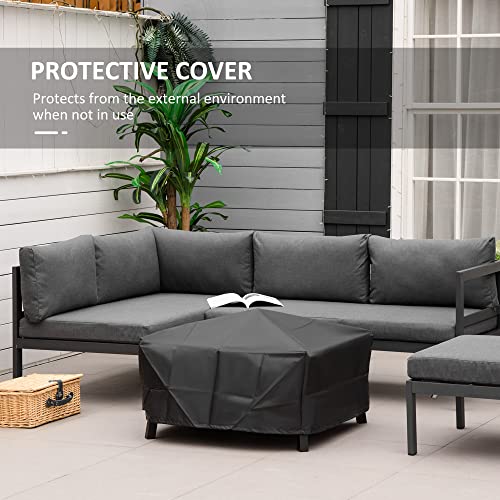 Outsunny 34" X 32" Outdoor Fire Pit Table Bbq Grill, Portable Wood Burning Fireplace, Camping Firepit With Cooking Grate, Spark Screen, Poker, And Rain Cover, Black #TOP6