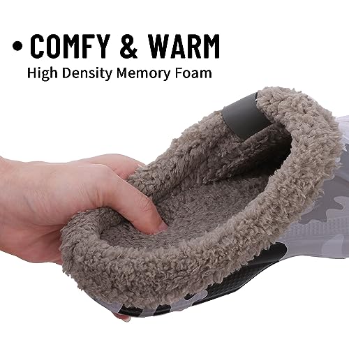 Beslip Classic Fur Lined Clogs Waterproof Winter Fuzzy Slippers For Women Men Indoor And Outdoor Indoor And Outdoor, Camo Dark Women Szie 9.5-10.5 #TOP2