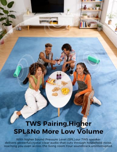 Image of Bluetooth Speaker, 20W HD Sound, Portable Wireless, IPX5 Waterproof, Up to 24H Playtime, TWS Pairing, for Home /Party /Outdoor /Camping /Beach Essentials, Electronic Gadgets, Birthday Gift (Teal)