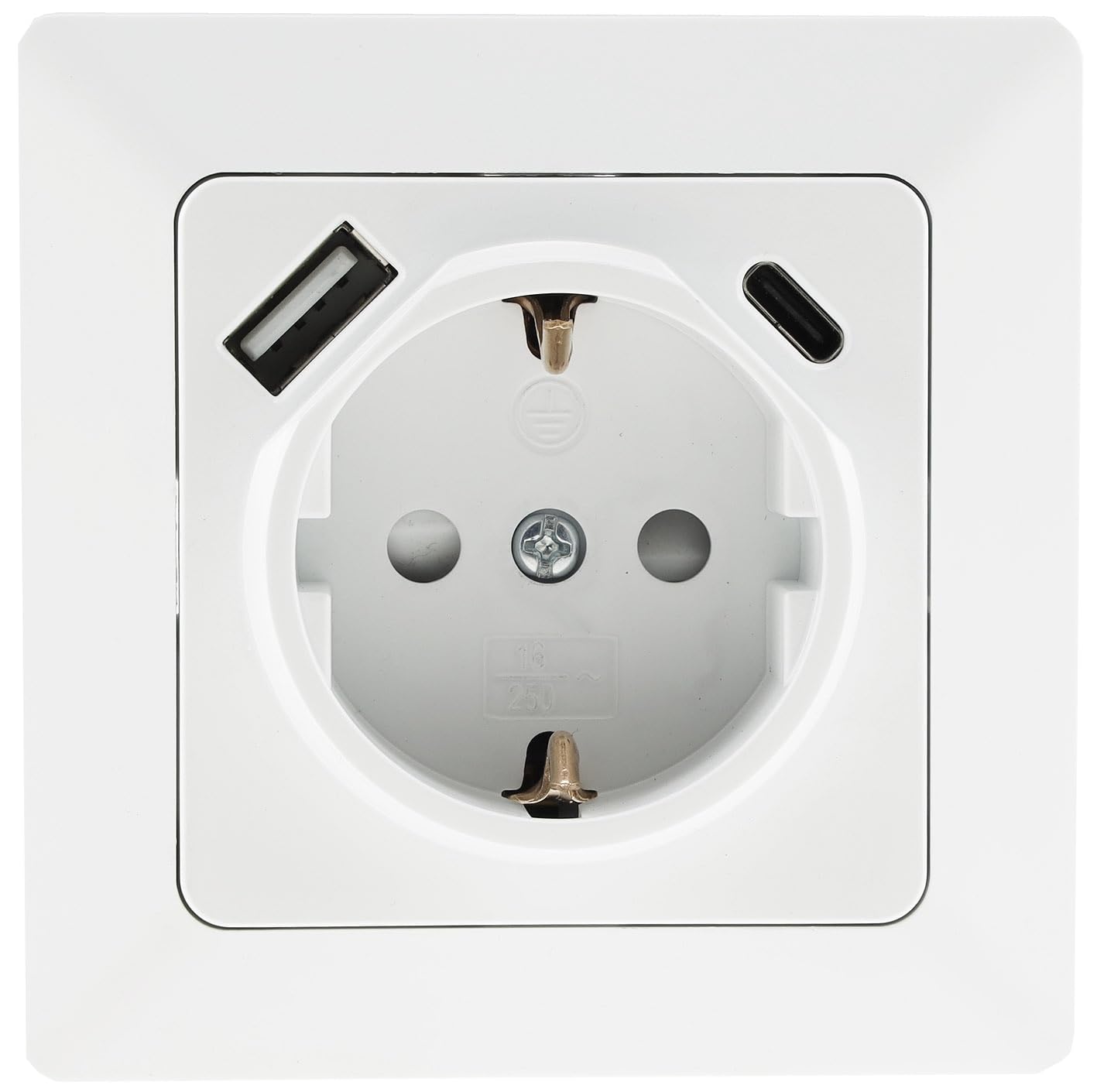 Toma MILOS con USB-C/PD, Enchufes Pared, Blanco Mate, Con Marco