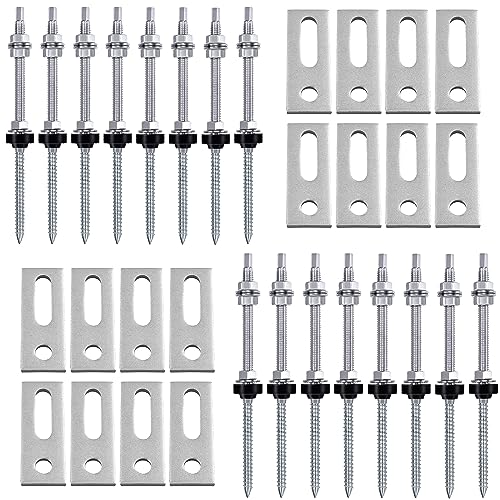 16 Stück Stockschrauben M10 x 200mm Stockschrauben PV Anlage 304 Edelstahl Dichtung Sperrzahnmutter Adapterblech Höhenverstellbar Für Photovoltaik Solarmontage Dachhalterung