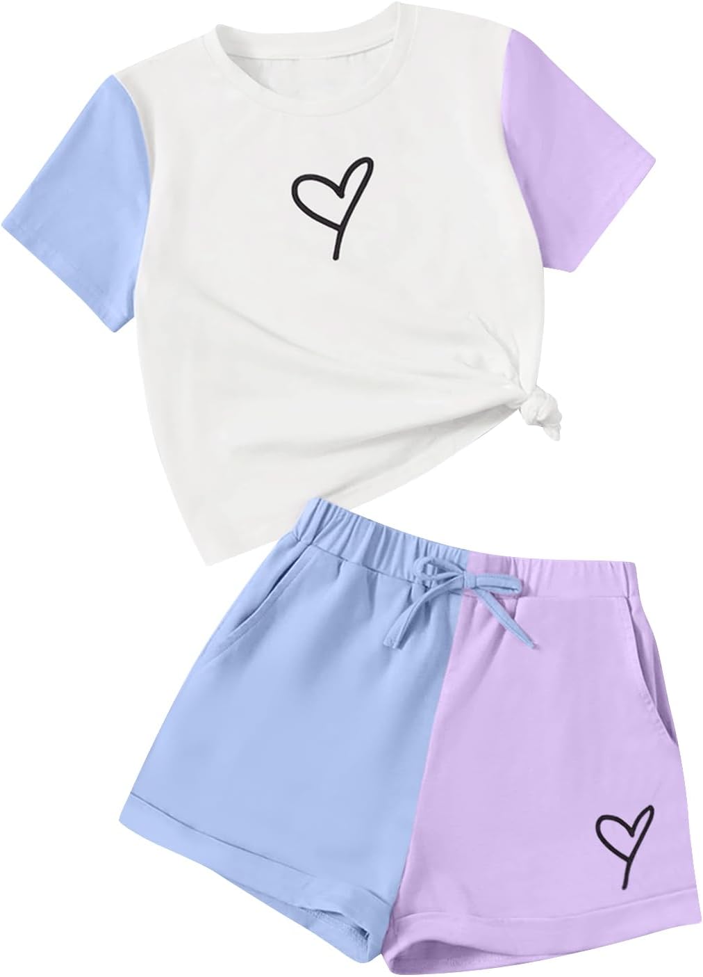 Toddler Kids Girl Clothes Floral Letter Graphic Top + Shorts 2PC Girls Summer Short Set