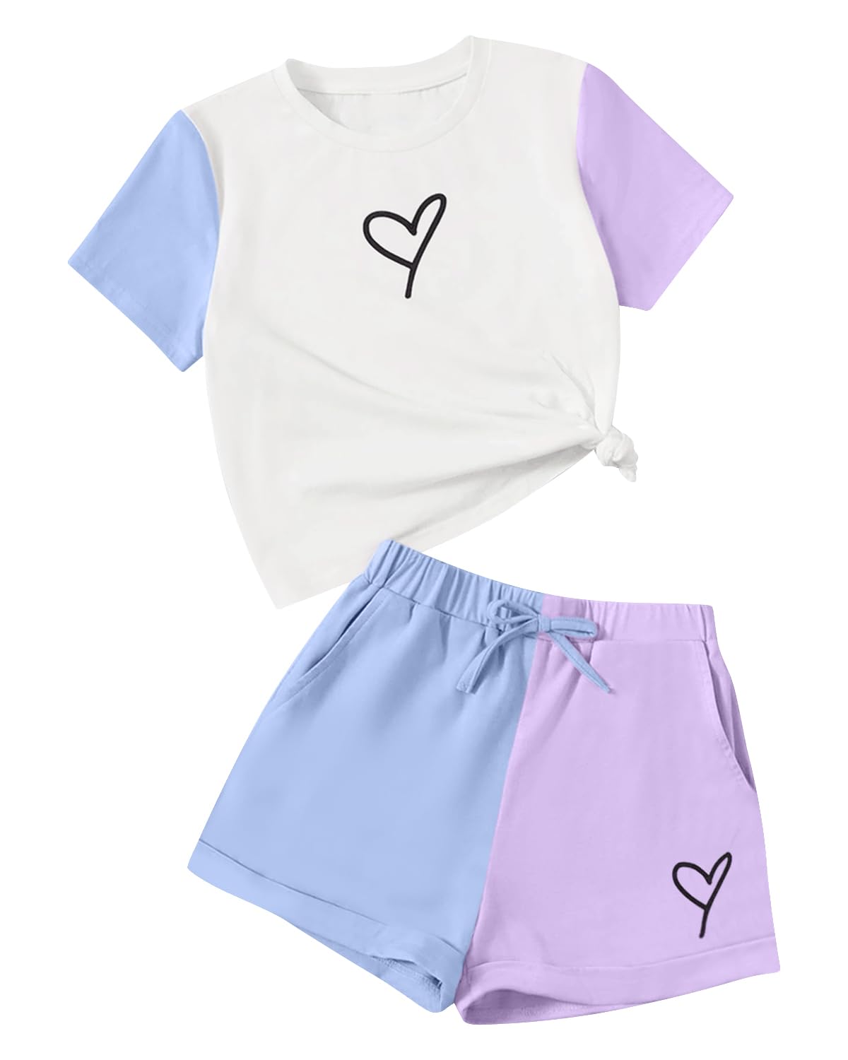 Cakaner Toddler Kids Girl Clothes Floral Letter Graphic Top + Shorts 2PC Girls Summer Short Set