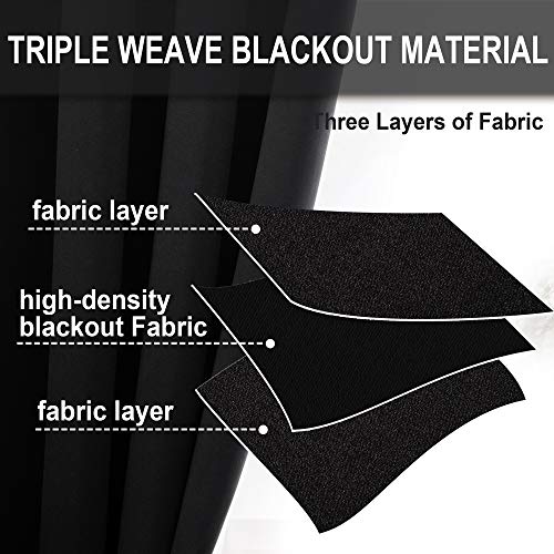 CUCRAF Blackout Curtains for Bedroom and Living Room - 2 Panels, Black, 90 Inch Drop, Thermal, Eyelet, Soundproof Room Dividers, W46 x L90 - Image 3