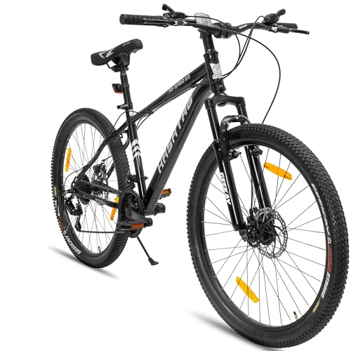 Geekay Speed 2.0 Multispeed 27.5T Mountain Bike for Men with 21 Speed Gears, 17 Inches Steel Frame, Front Suspension and Dual Disc Brakes, Ideal Rider Age 11+ Years – Matt Black